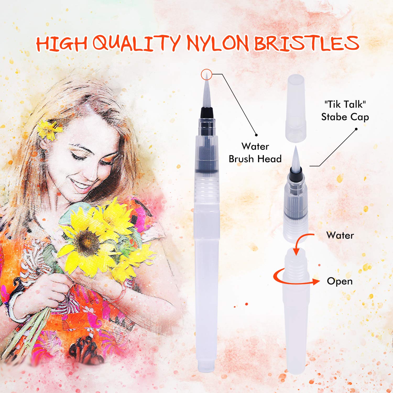 Watercolor Brush Pens Set, 24 Watercolor Markers + 1 Water Tank Brush