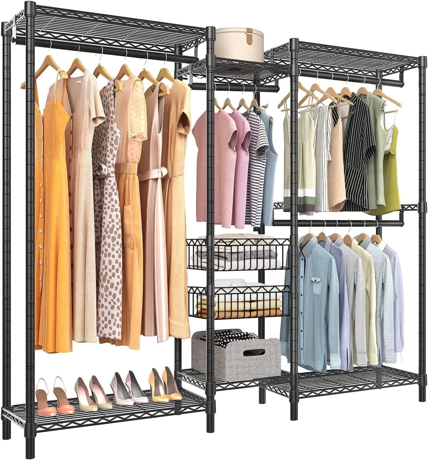 FTEYUET Clothes Rails, Heavy Duty Clothing Rail Clothing Garment Rack Coat Rails Coat Racks