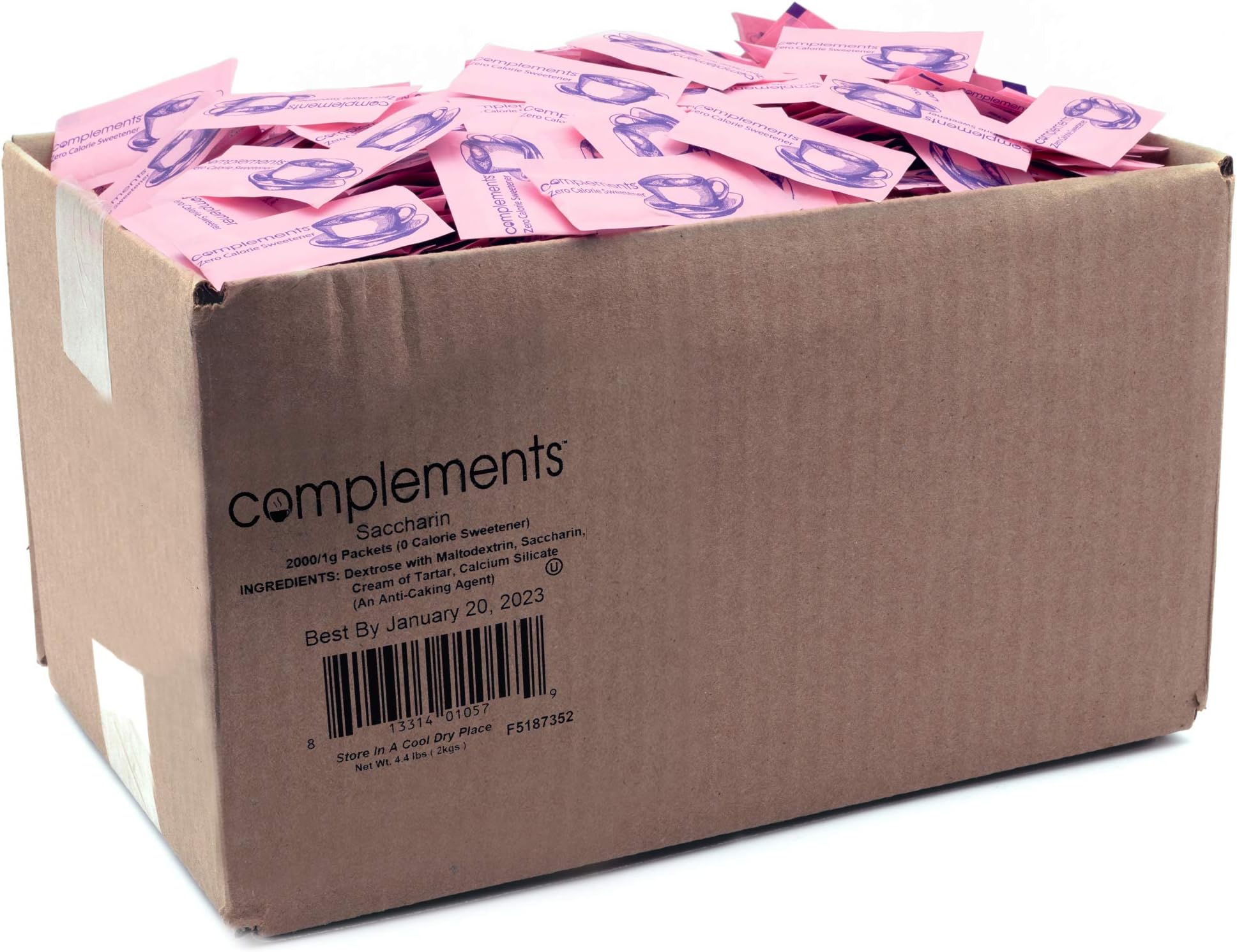 Complements Zero Calorie Saccharin Pink Sweetener Packets, 2000 Count
