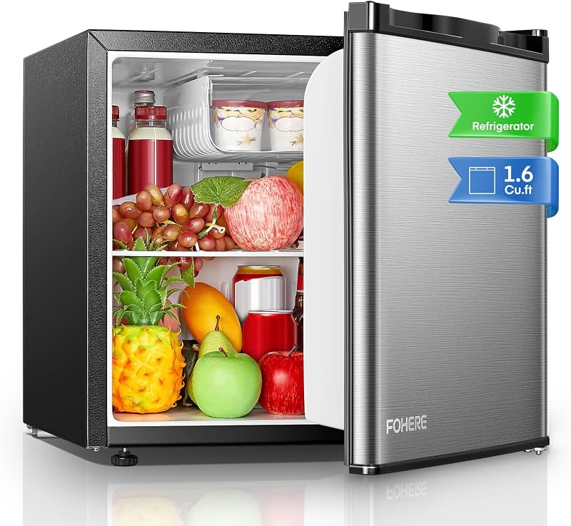 FOHERE 1.6 Cu.ft Compact Fridge 1.6 cu ft Compact Freezer Stainless Steel — 1 of 9