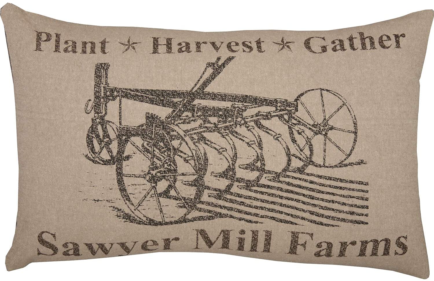 VHC Brands Sawyer Mill Plow Throw Pillow, Charcoal, 14x22