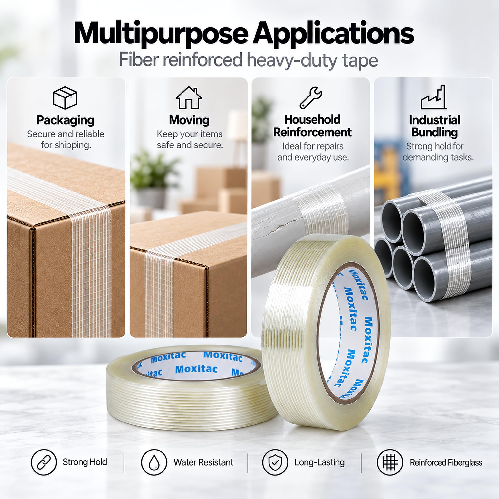 Fiberglass Filament Tape - 2 Rolls, 35 Yards Each -7 Fiberglass Filament Tape - 2 Rolls, 35 Yards Each -7