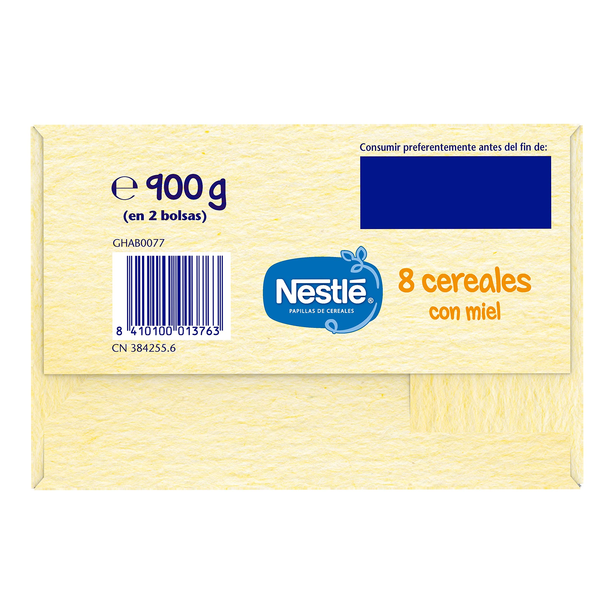 Nestlé Papillas 8 Cereales con Miel, 6+ Meses, 900g