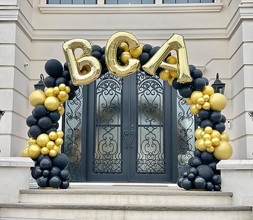 Miniatura 3 de Bonropin Kit de arco de guirnalda de globos negros de 5101218 pulgadas de diferentes tamaños, globos de látex negro mate para decoraciones de fiesta