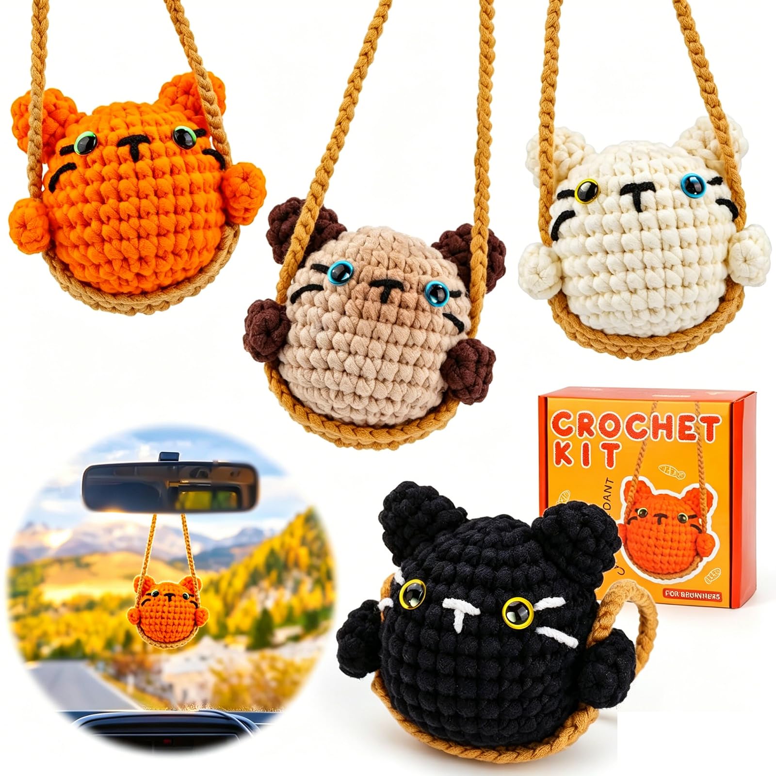 Kogyxe Animal Crochet Kit for Beginners Adults for Decoration Car Hanging