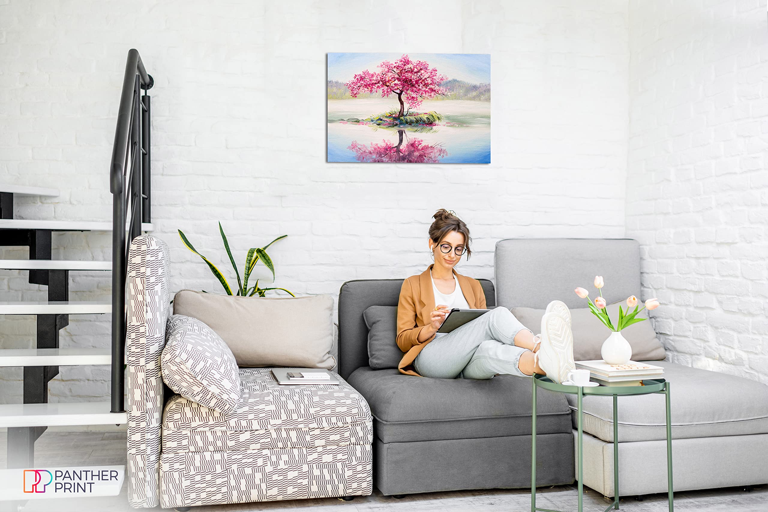 Panther Print Fine Art Prints - Stampa artistica artistica minimalista su tela, con cornice, per pareti domestiche, camera da letto, soggiorno e