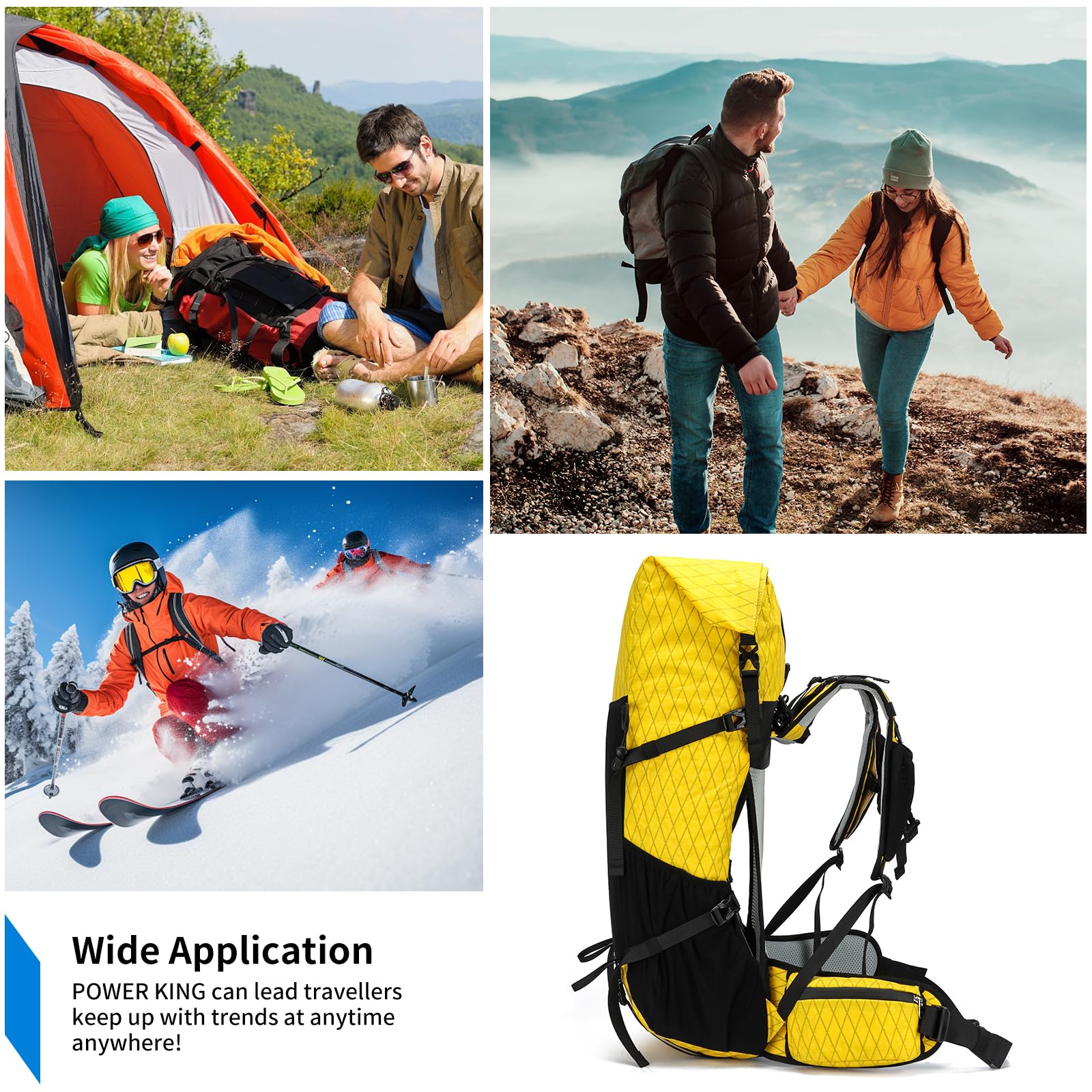 Mochila de senderismo, 40 L a 50 L, bolsa de senderismo de gran capacidad, mochila de camping con marco interno, mochila deportiva ligera X-PAC mejorada, mochila de viaje para escalada de montaña y