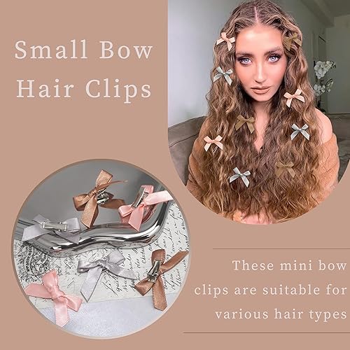 Vista 69 de 30 piezas de pinzas para el cabello con lazo de raso rosa, accesorios para el cabello con lazo de raso mini, lindos lazos para el cabello, barretas