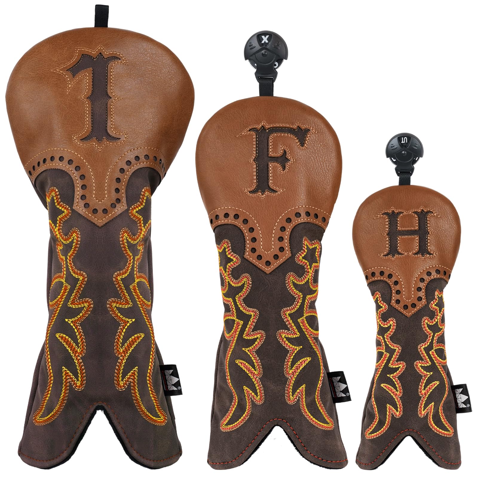Craftsman Golf Western Cowboy Brown Leather Driver Fairway Wood Putter Head Cover Headcover Protector — image 1
