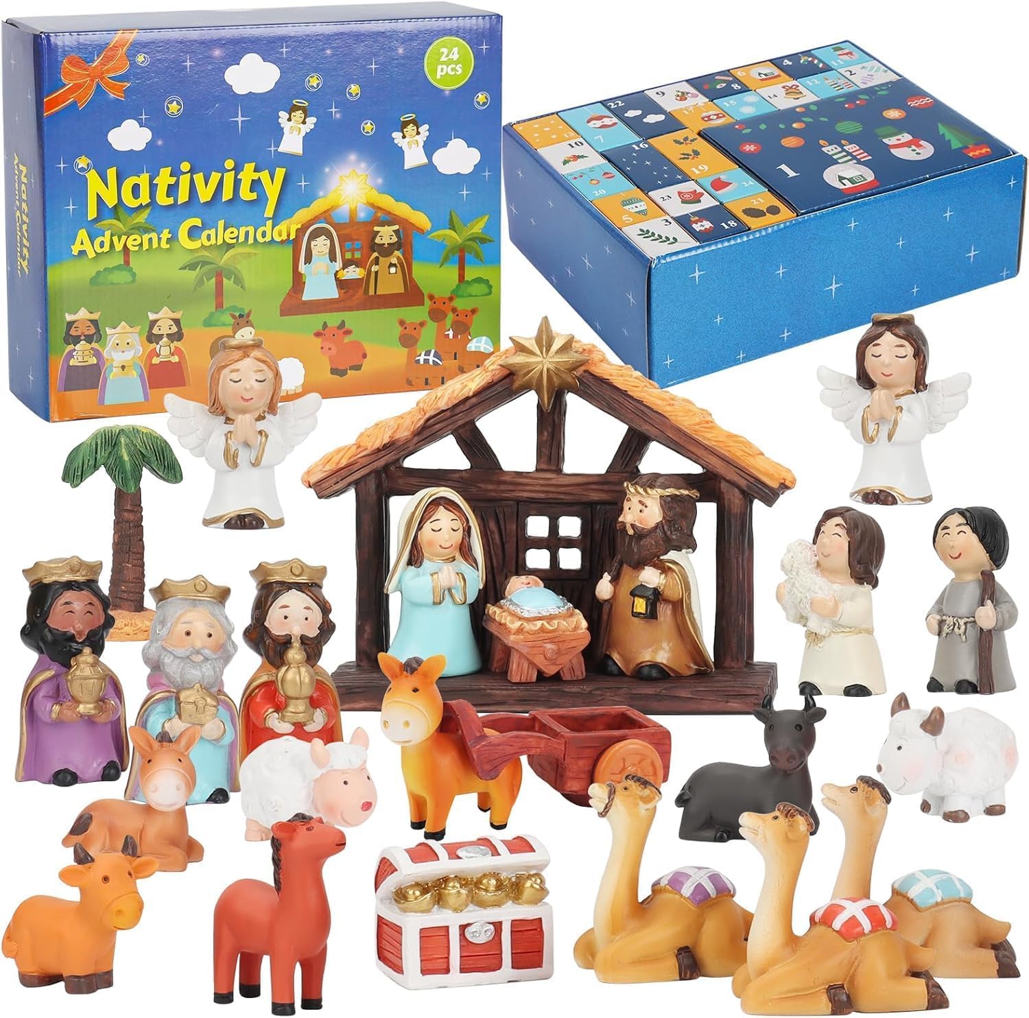 Nativity Advent Calendar 2026 Kids - Nativity Scene Story Gifts for Toddlers 24 Days Xmas Count Down Box, Christian Religious Christmas Countdown Calendar Surprises Gifts for Children