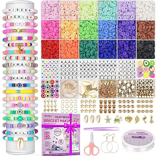 Gionlion Friendship Bracelet Kit Concert Bracelets Merch, 5200 Pcs Clay Beads Bracelet Making Kit for Beginner, DIY Arts and Crafts Teen Girl Gifts Toys for Ages 6-13