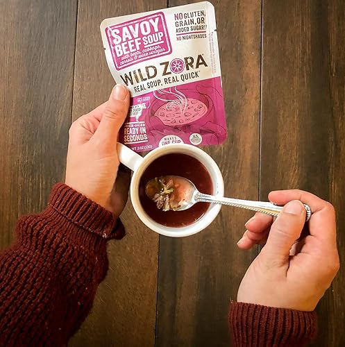 Miniatura 7 de Wild Zora Instant Keto Soups  Paquete variado  Caldo saludable con carne de res 100% alimentada con hierba y pollo y verduras libre  Sin gluten, sin