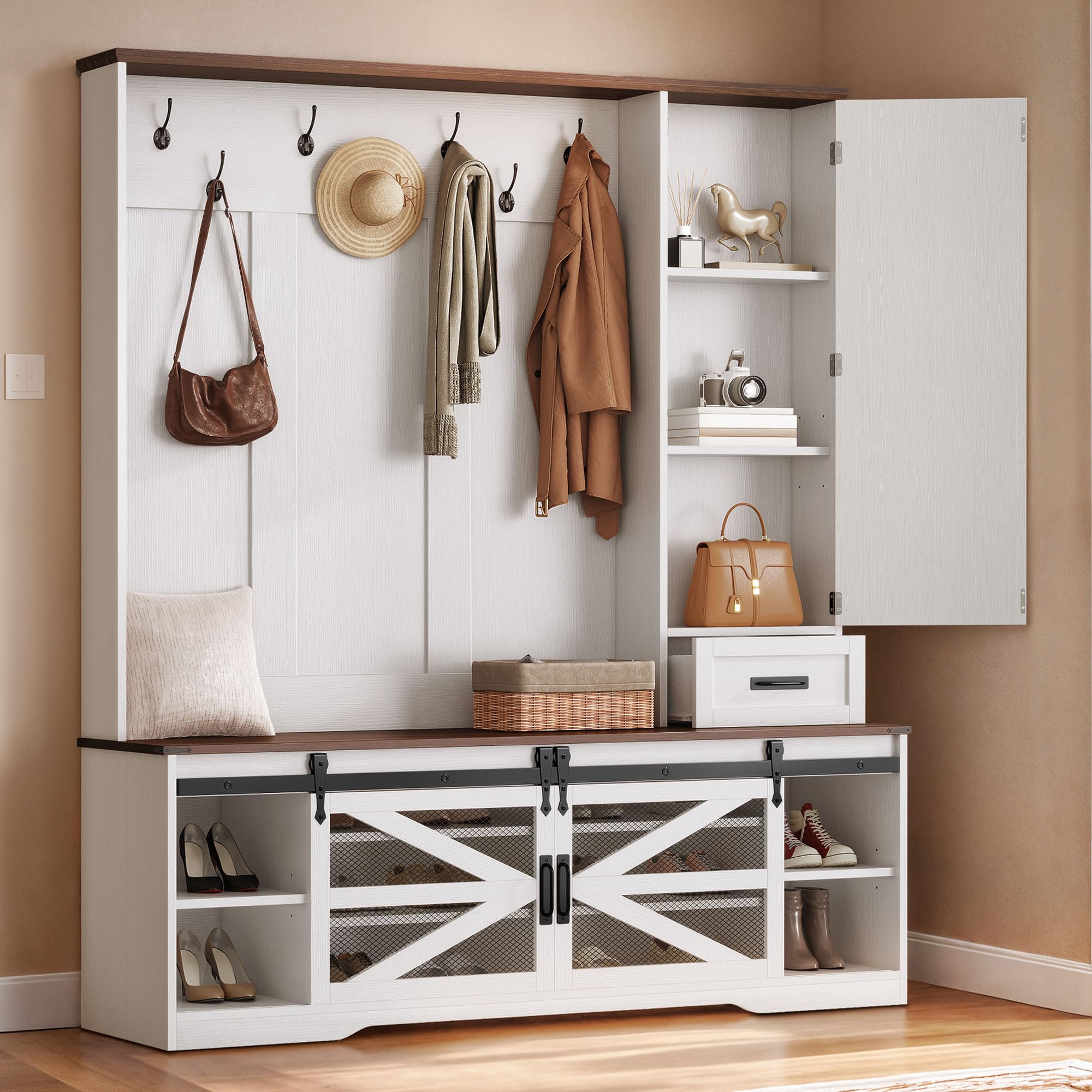 35+ Entryway/Mudroom Storage Ideas (for Shoes, Backpacks, and Coats) 89 YITAHOME Hall Tree with Bench