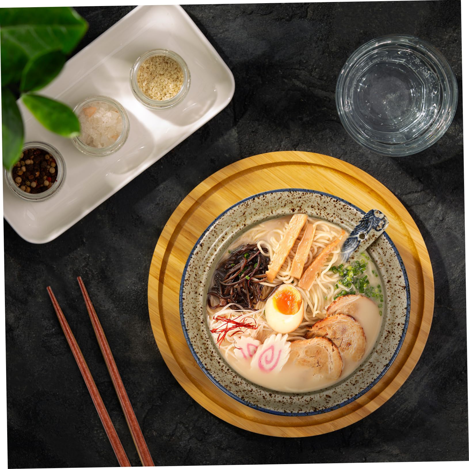 Ramen-schüssel-set aus Keramik mit Deckel Servierschälchen-set für Suppen und Nudeln Inklusive Essstäbchen und Löffel für Verschiedene Gerichte