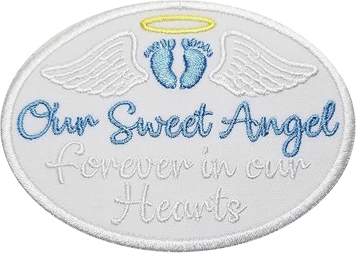 Our Sweet Angel Blue Iron On or Sew On Patch Memory Patch - Embroidered Memorial Patches - Forever in our Hearts - Infant Loss - Baby Boy