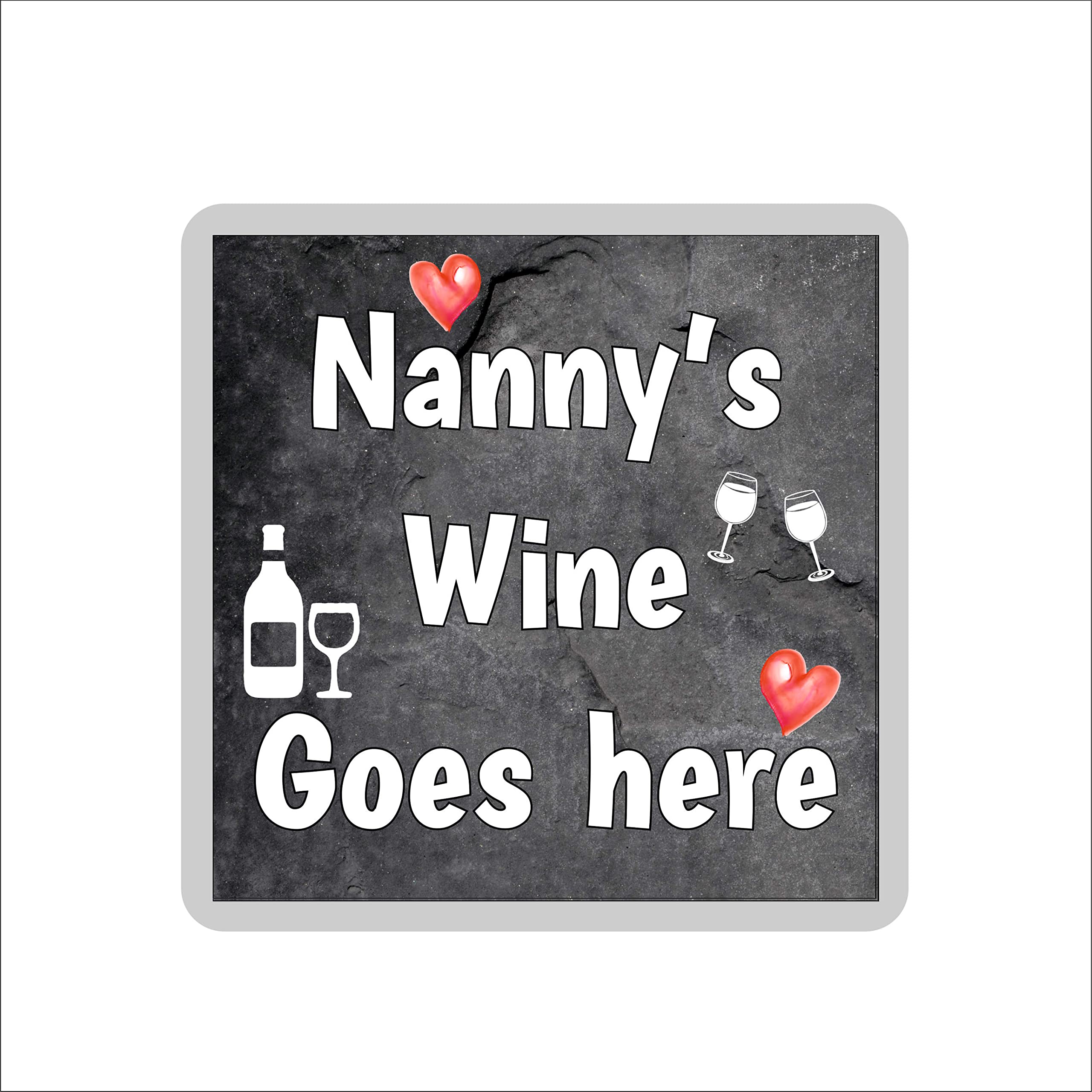 Decalarama Multicolor Nanny Wine Coaster – Nanny's Wine Goes Here - Novelty Gift - Fun Birthday