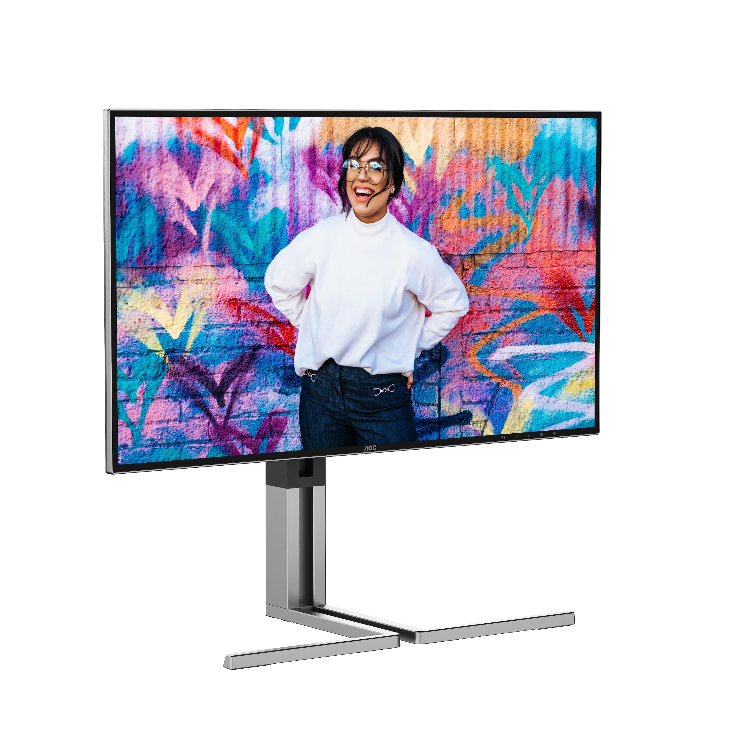 AOC U27U3CV Monitor 27 Pulgadas 60Hz Panel Nano IPS, 4ms GtG, VESA HDR400 (Certified), Altavoces, Altura Ajustable, (3840x2160 HDMI 2X 2.0 DP 1x 1.4 USB Hub) Negro/Plateado