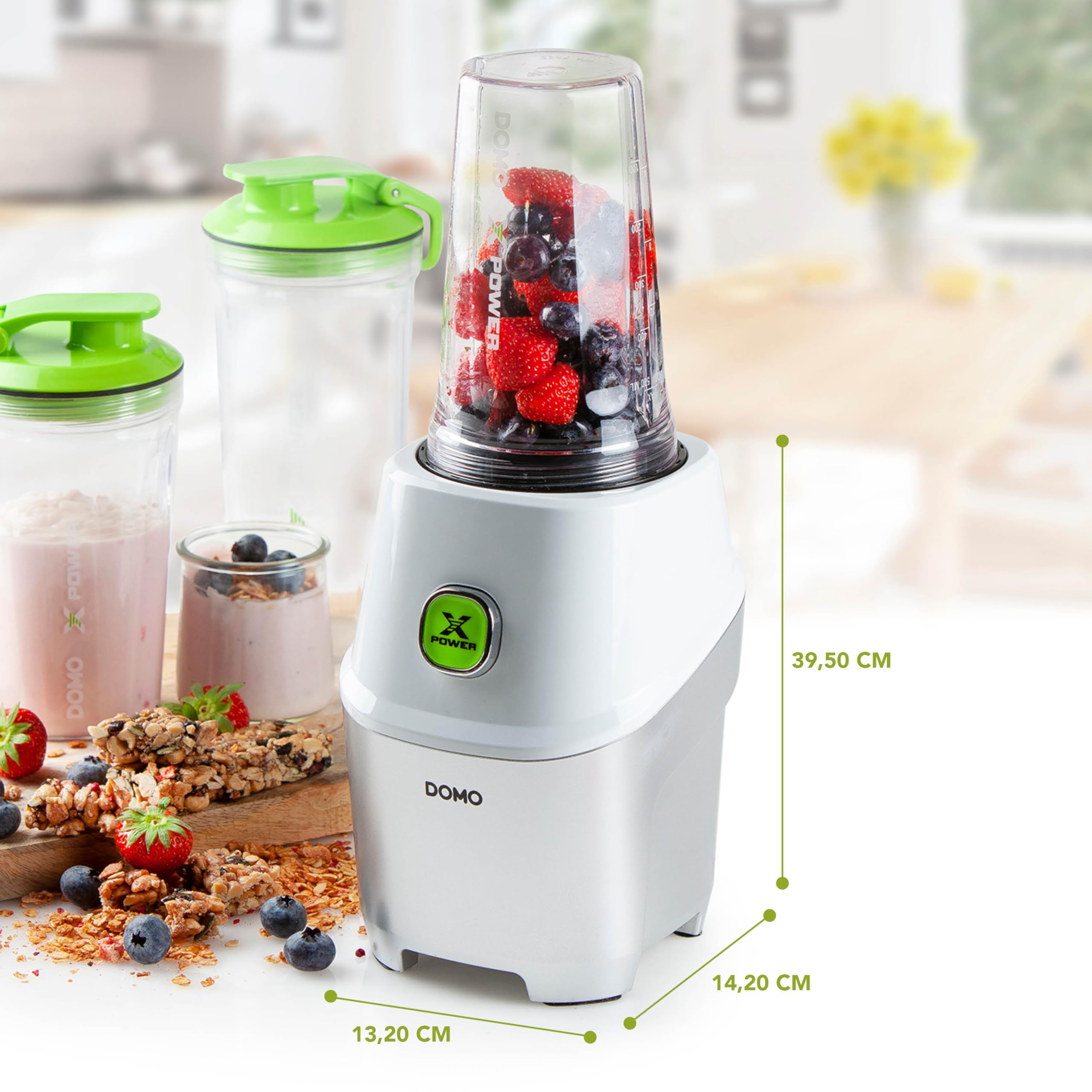 Powermixer Domo DO700BL z silnikiem o mocy 1000 W – miksowanie bezpośrednio w butelce, biały