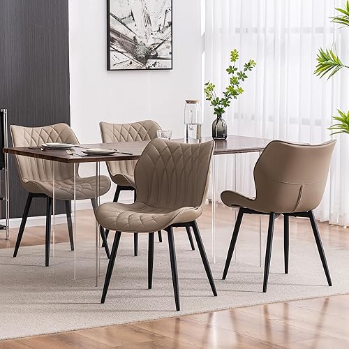 Miniatura 3 de Kidol & Shellder Juego de 2 sillas de comedor modernas con respaldo, sillas decorativas sin brazos para sala de estar, silla tapizada de piel