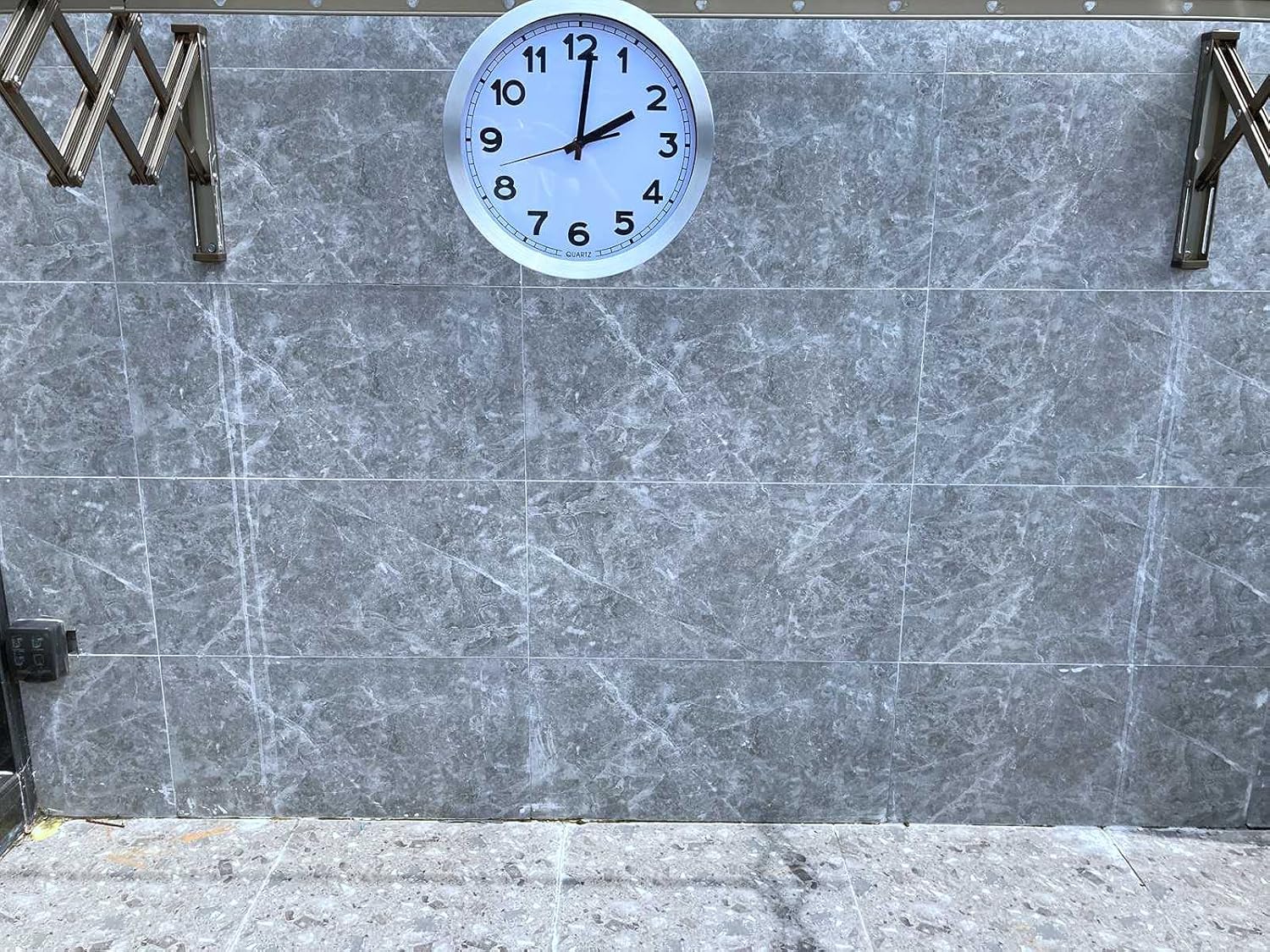 Black Wall Clock Silent Non Ticking - 12 Inch Quality Quartz Battery, Sliver