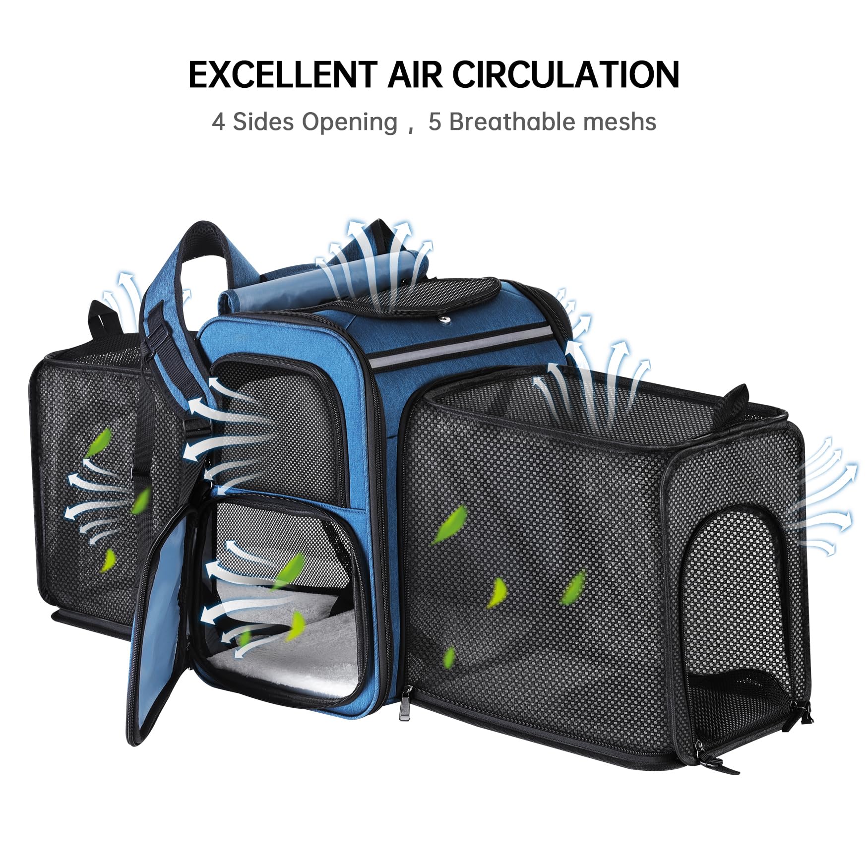 Sac à dos de transport pour animal domestique - Sac à dos de transport en maille douce et respirante pour chat, chien, chiot pesant jusqu'à 9 kg, double face extensible jusqu'à 43,2 x 34,3 x