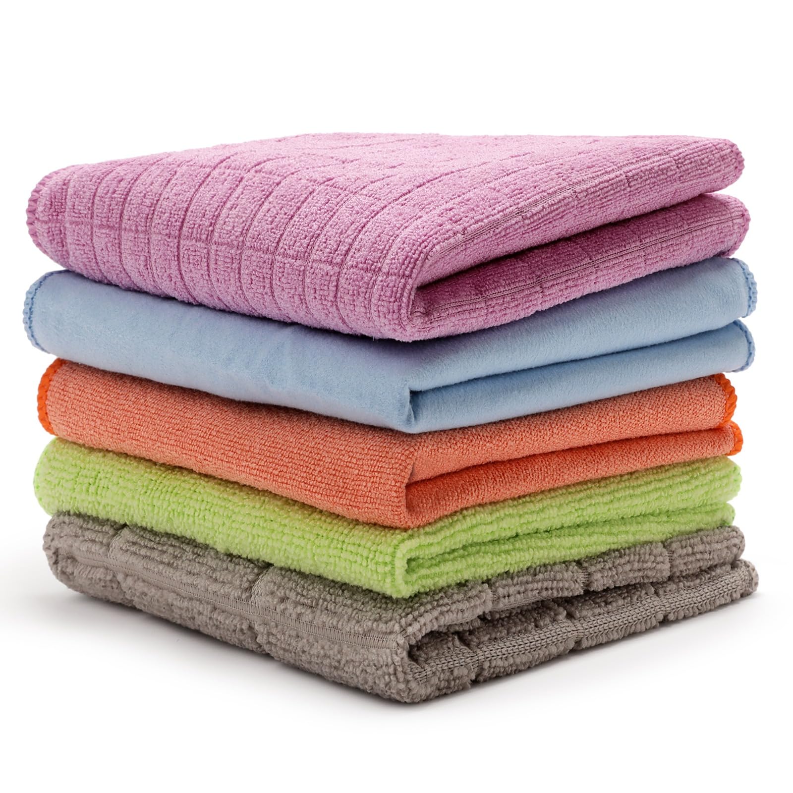 SIMPARTE 200–300 GSM Reusable Microfiber Cleaning Towels – 5-Piece Multicolor Set, 30 × 30 cm | Soft & Absorbent Cloths for Car Cleaning, Kitchen & Home-image-5