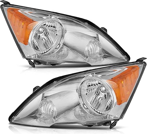 Conjunto de faros para Honda CR-V 2007-2011 carcasa cromada ámbar reflector lente transparente conductor y pasajero faro lateral HO2502129