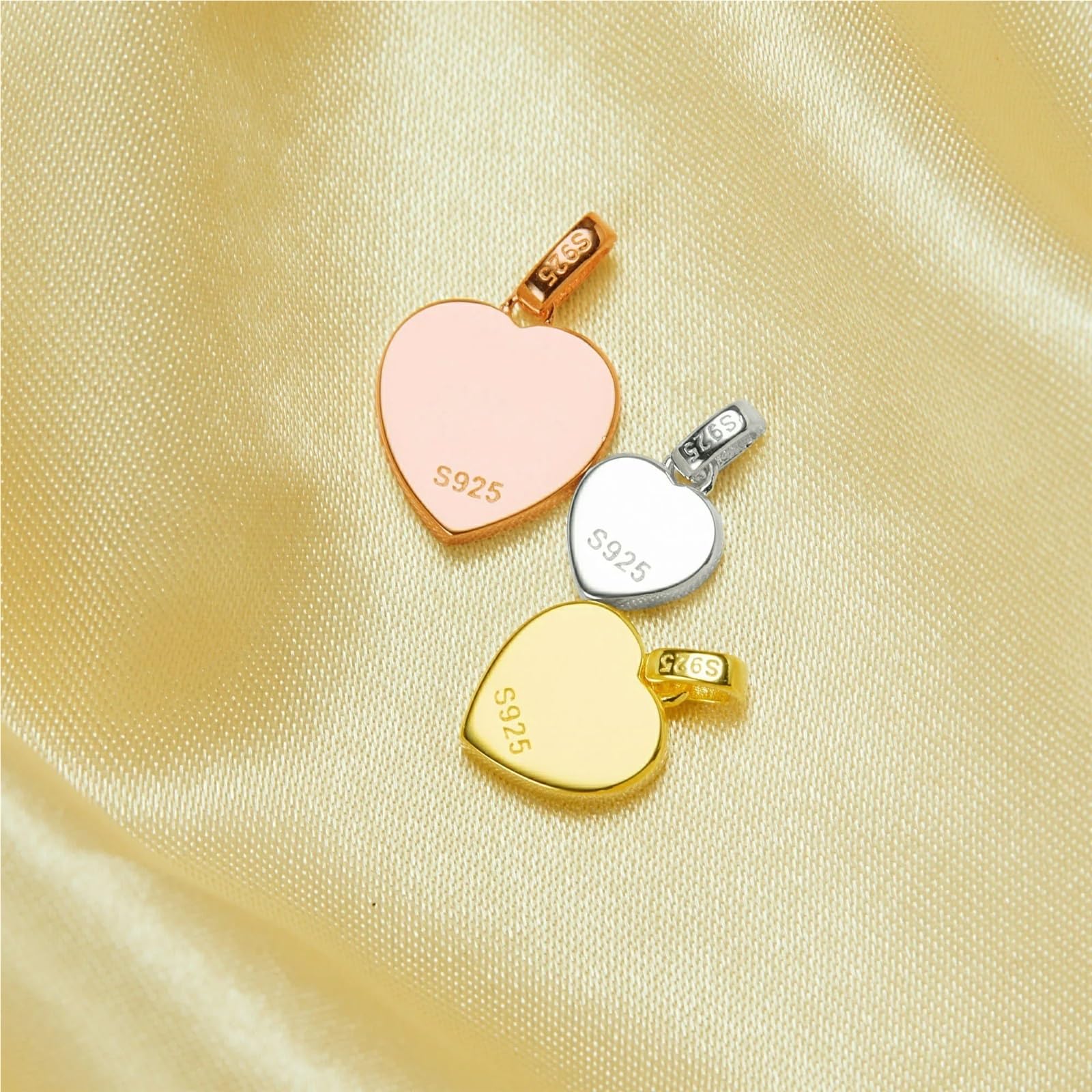 Impostazioni Vuote Del Pendente Con Castone A Forma Di Cuore In Resina | Ciondolo in argento 925 con retro massiccio