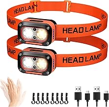DARKBEAM LED Super Bright USB Rechargeable Dual Light Source with Motion Sensor Red Warning Light Waterproof Adjustable for Camping Car Maintenance 2 Pack