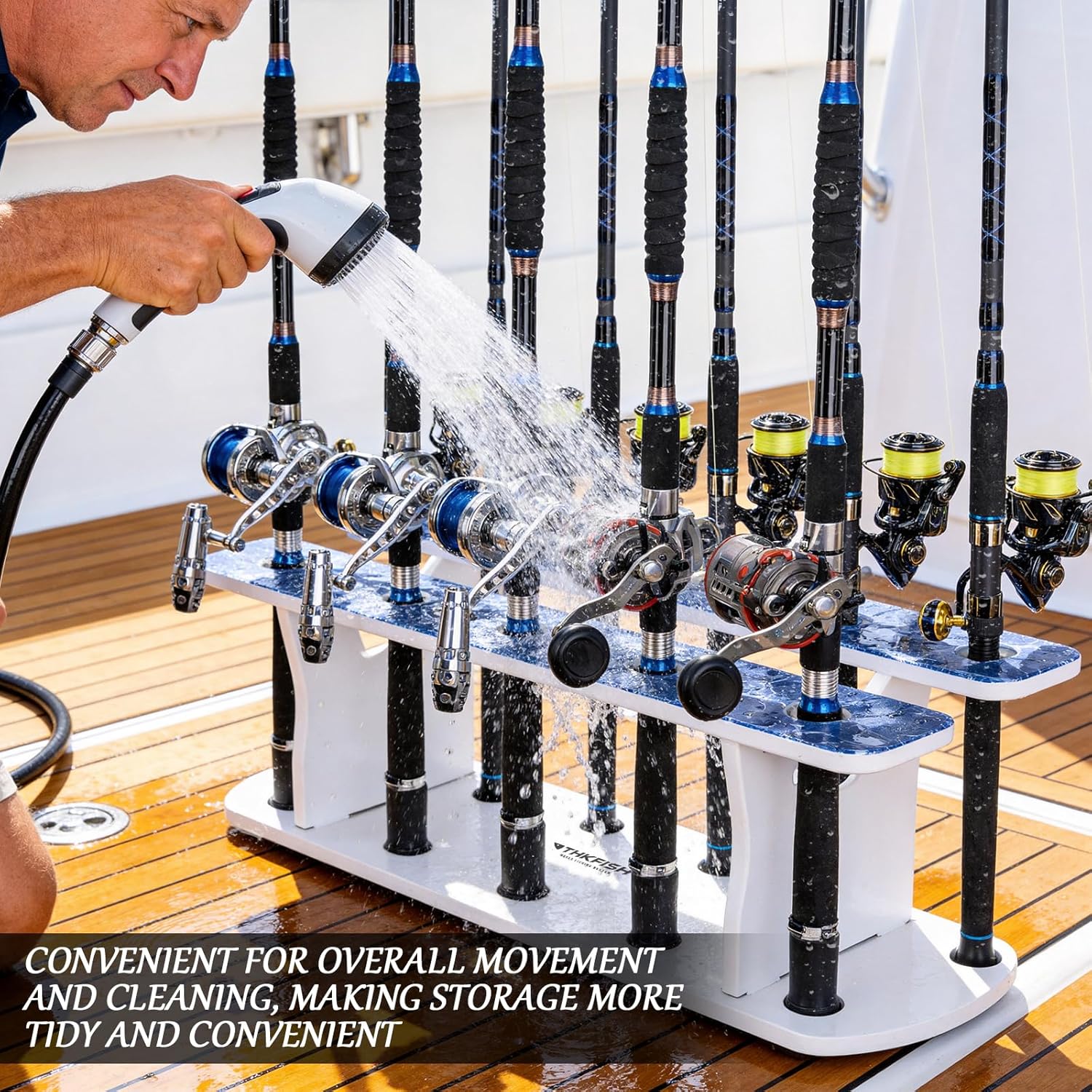THKFISH 11-Rod Vertical Boat Rod Storage Rack, 100% Waterproof and Sun-protective Fishing Rod Holders for Boat and Dock