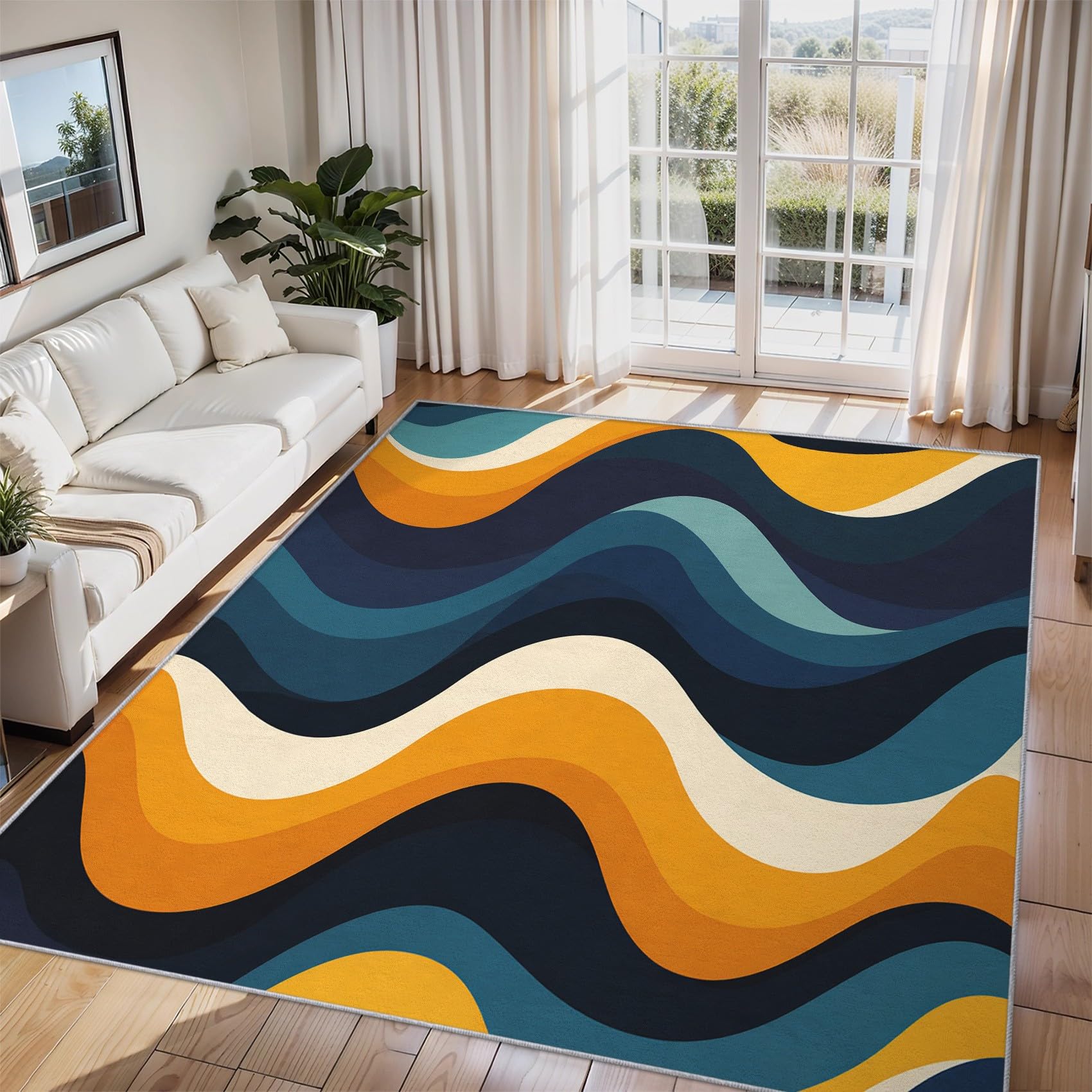 Tapis vague moderne pour salon et chambre : transformez votre intérieur avec le style rétro 200x200