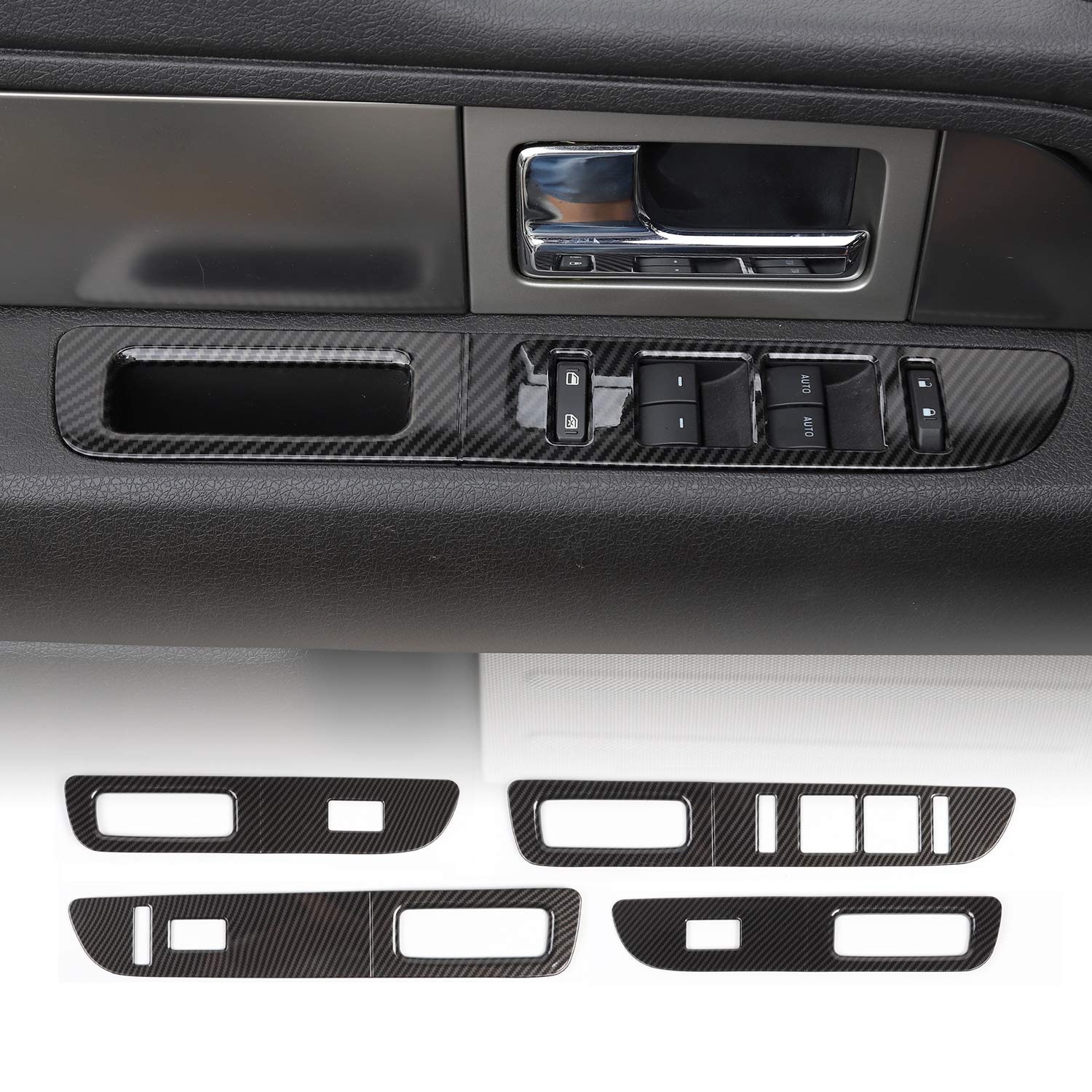 JeCar Carbon Fiber Window Lift Switch Panel Cover Trim for 2009-2014 Ford F150 Raptor Interior Accessories