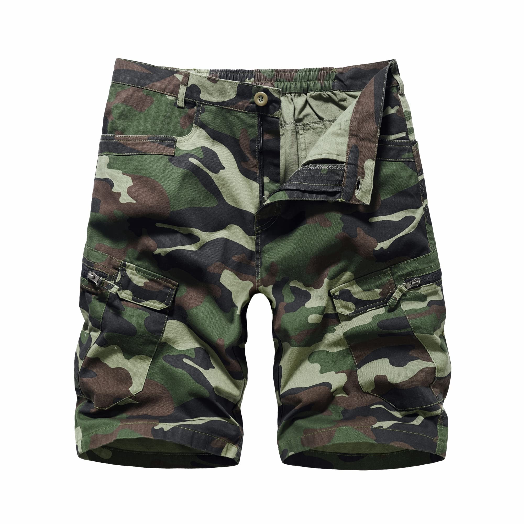 LY4U Cargo Shorts für Herren Lässige Baumwoll Camouflage Kampfshorts mit Mehreren Taschen