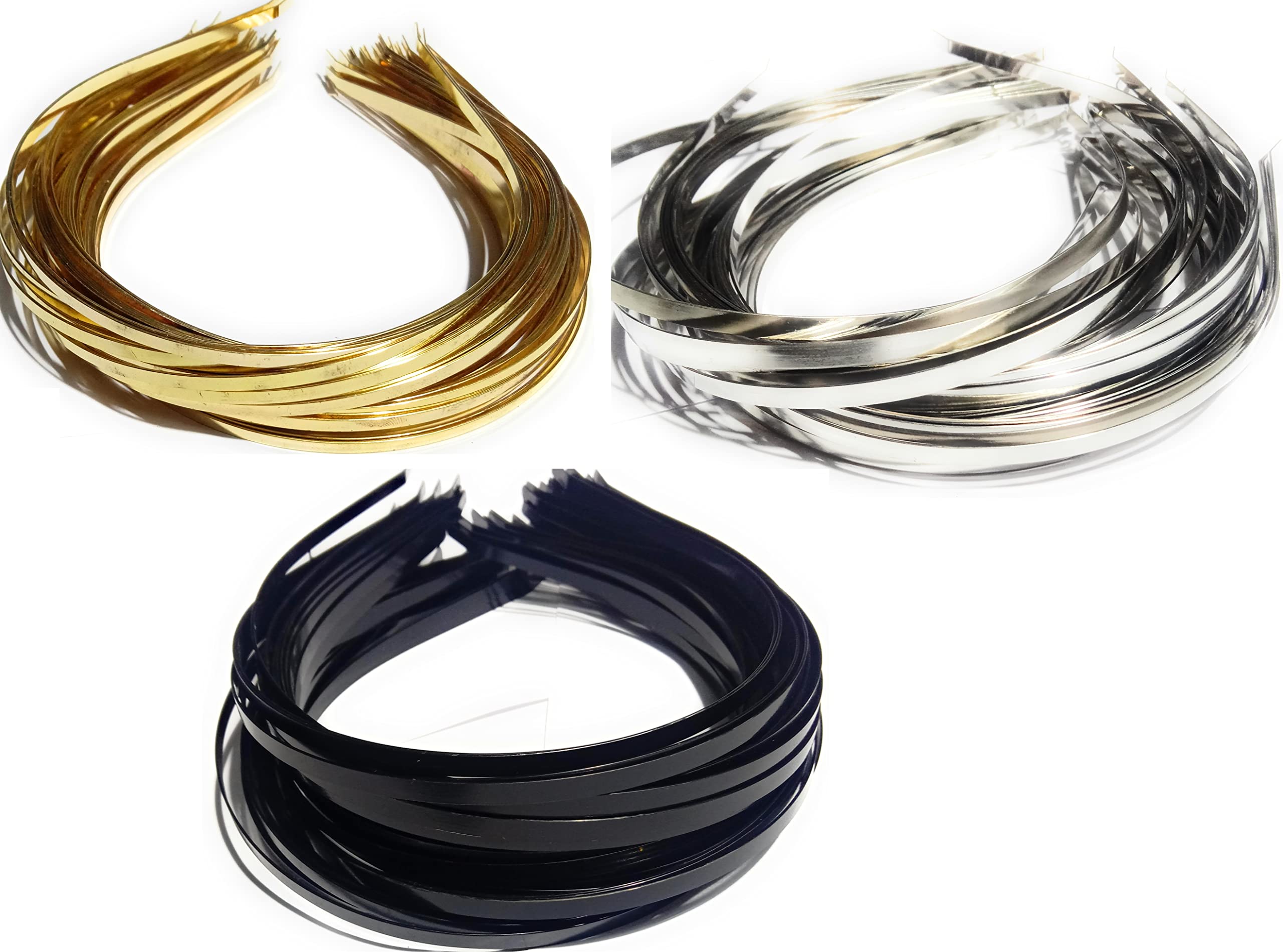 Delicate Women Pack Of 12 Plain Strong And Flexible Metal Made Paint And Polished Hairband Golden Black And Silver Colour (B0C1VJYMNW) Amazon Price History, Amazon Price Tracker