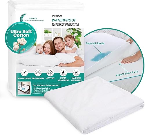 Protector de colchón impermeable hipoalergénico de algodón comodidad y protección blanco tamaño individual