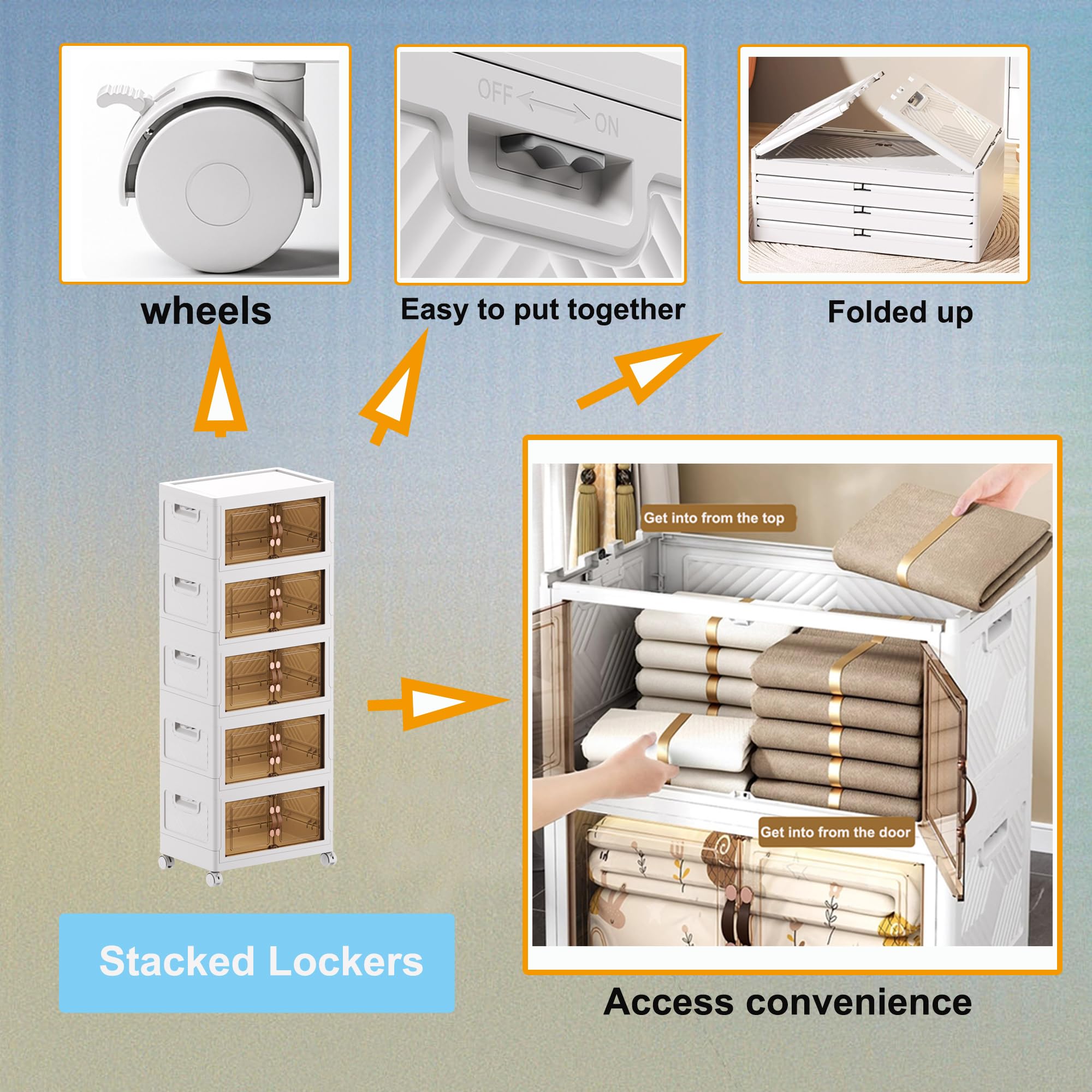 Scatole Armadio Plastica Pieghevole, Impilabili Scatola Organizer con