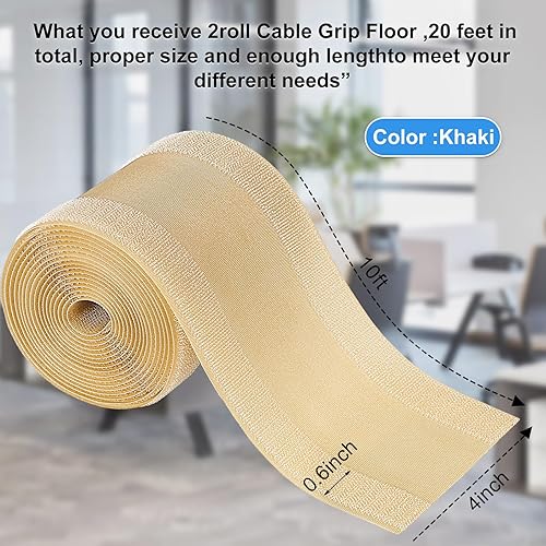 Miniatura 2 de WILLBOND Cubierta para cable de alfombra, protector de cable, cubierta para suelo, protector de cable, solo para alfombras de oficina comerciales (3