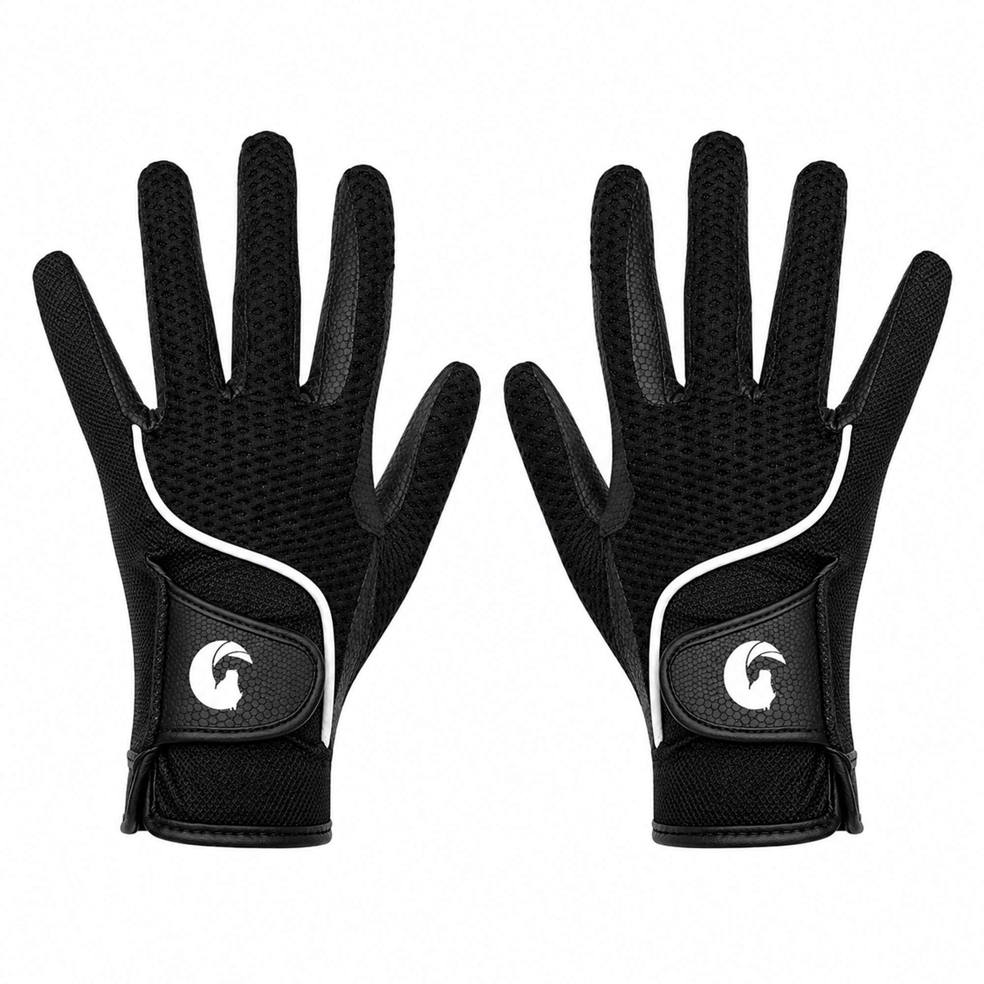 Oypla Coco Equestrian Black (S) Breathable 3D Mesh Synthetic Leather Horse Riding Gloves