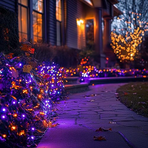 Vista 31 de TW SHINE Luces de Navidad, 200 luces LED de 66 pies para exteriores enchufables con 8 modos, luz impermeable para exteriores, decoraciones de Blanco