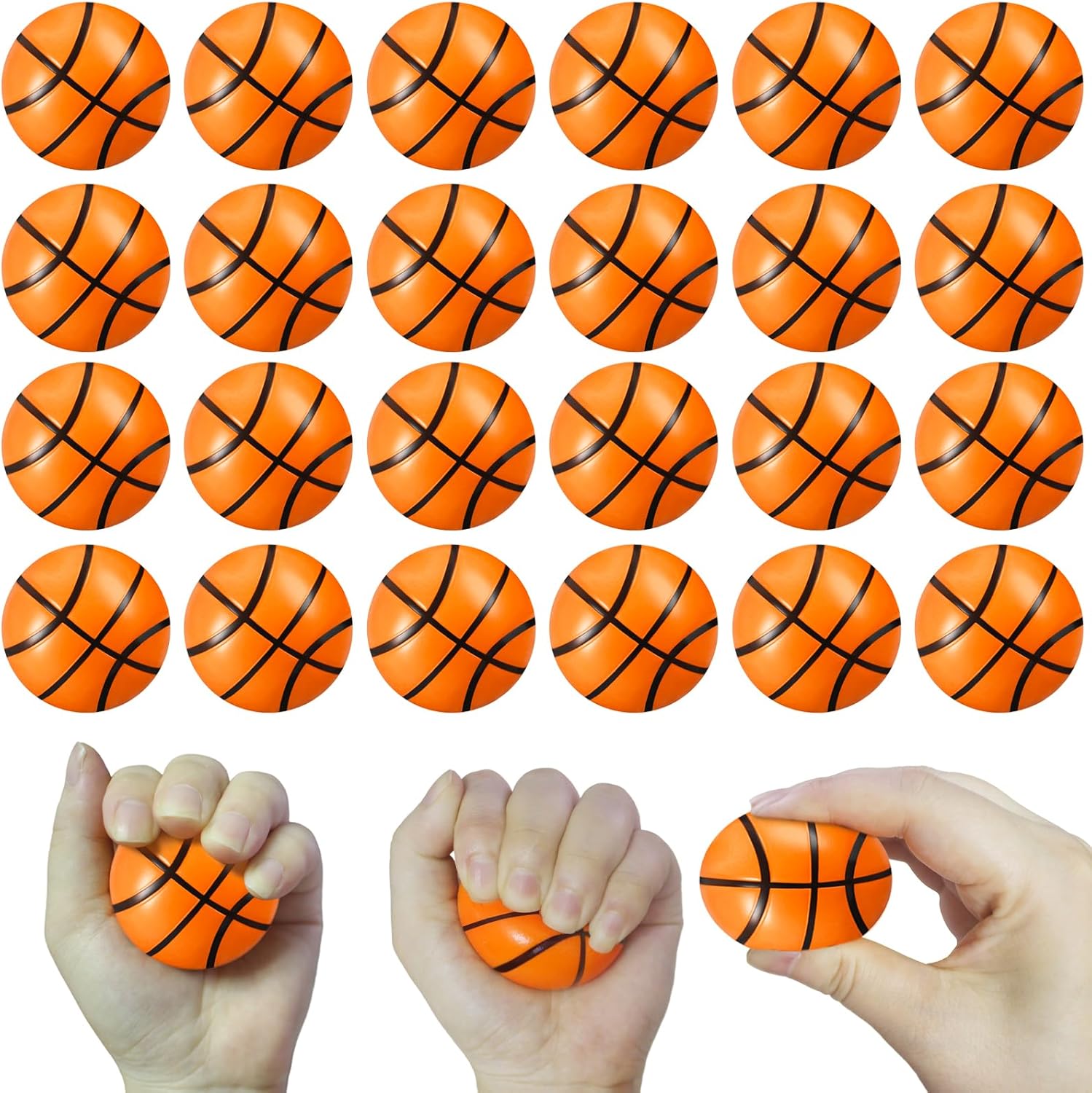48Pcs 2 Inch Mini Basketball Stress Ball for Kids, Tiny Basketball Fidget Toys for Party Favors Decorations Gifts School Carnival, Squeeze Bouncy Sports Balls for Boys Girls Anxiety Stress Relieving
