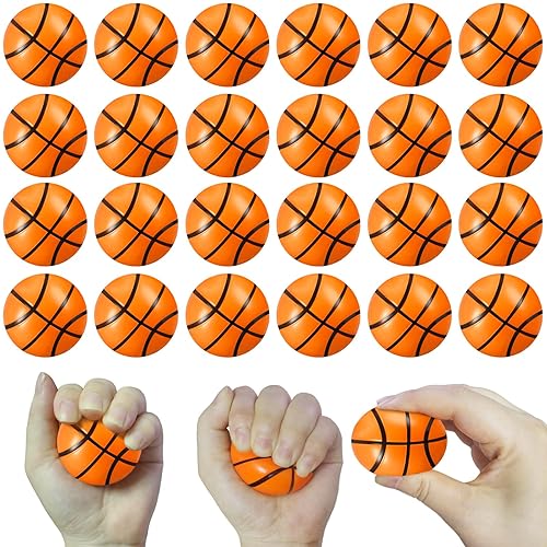24Pcs 2 Inch Mini Basketball Stress Ball for Kids, Tiny
