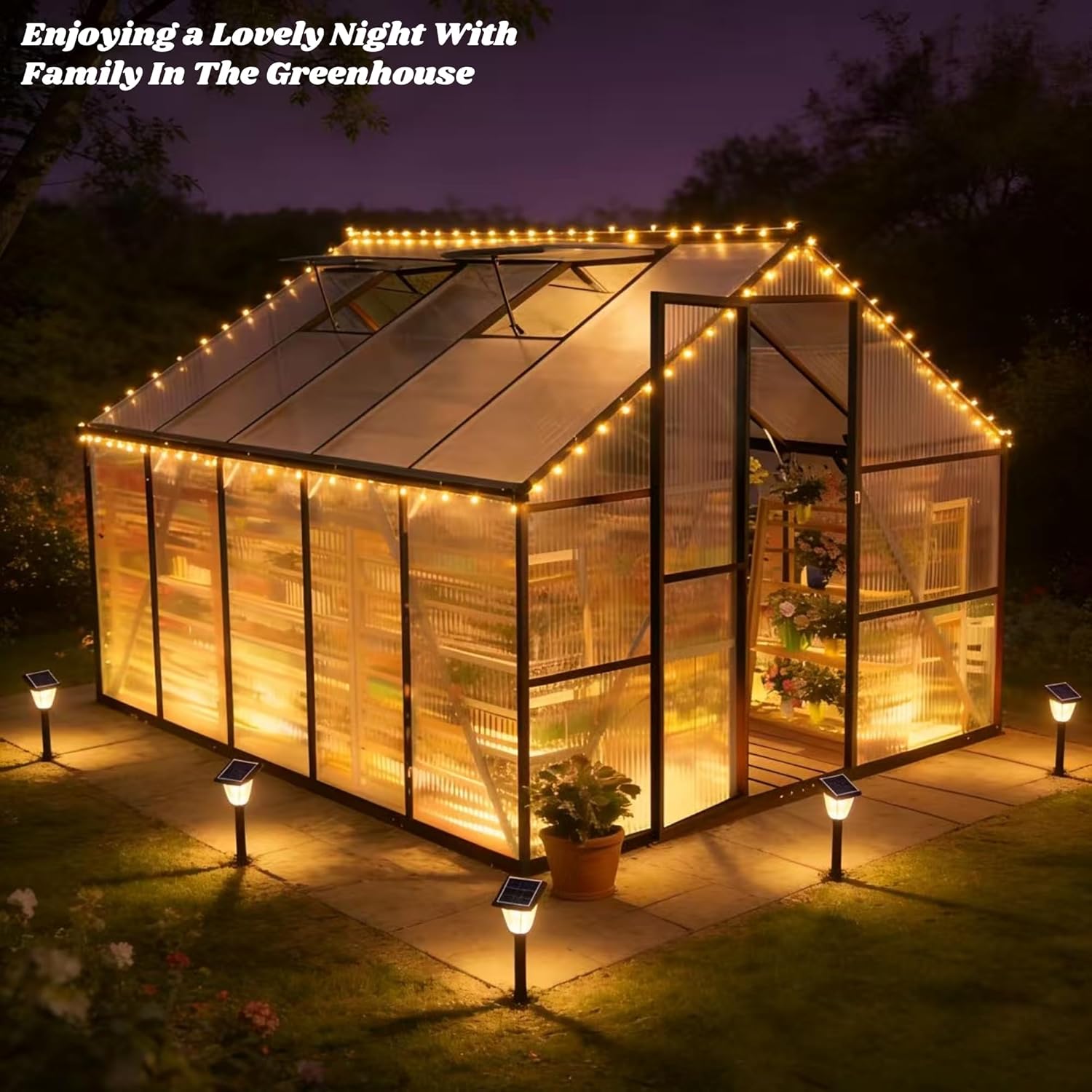 8x10 FT Greenhouse for Outdoors, Polycarbonate Greenhouse with Quick Setup Structure and Roof Vent, Aluminum Large Walk-in Green House for Outside Garden Backyard, Charcoal Black