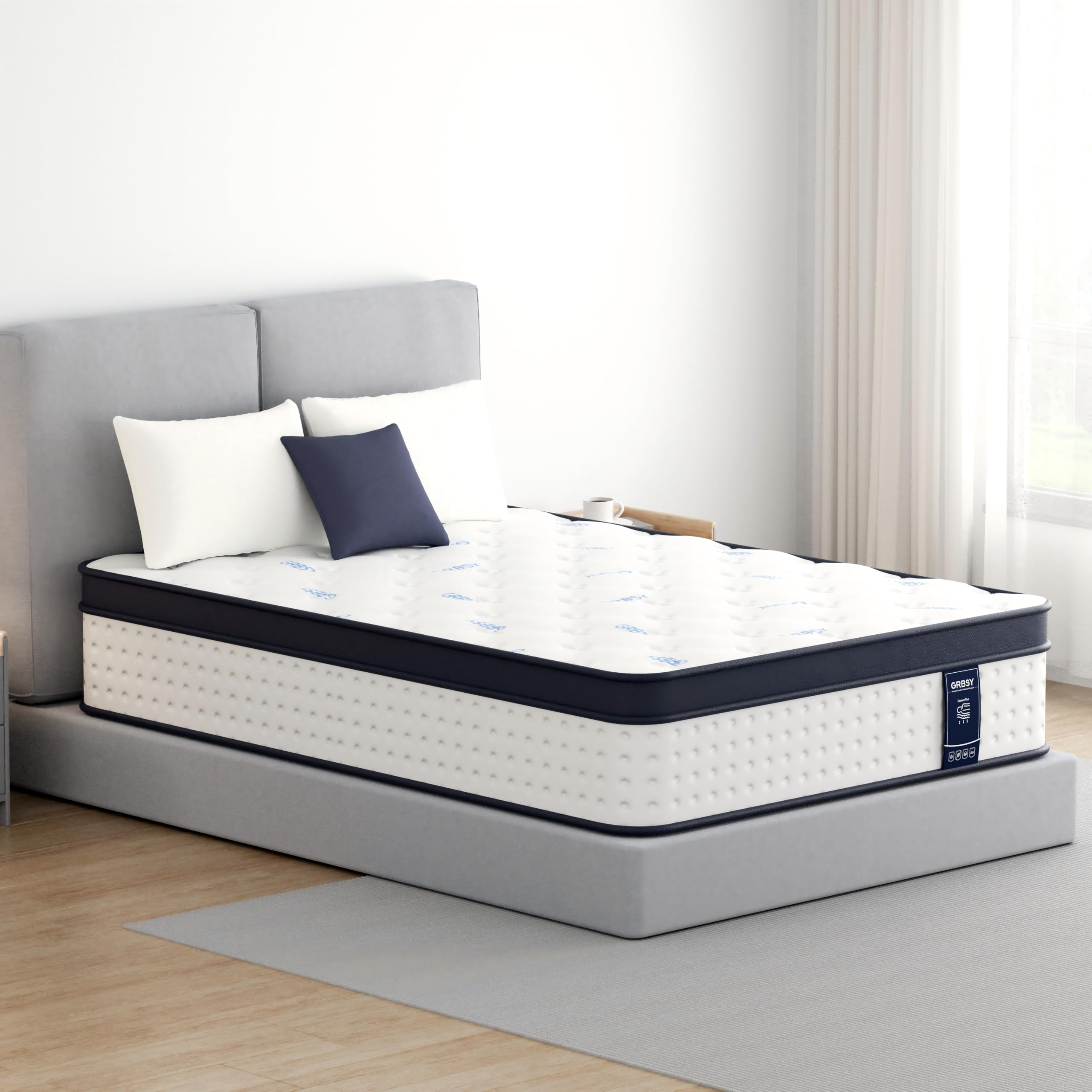 Matelas Hybride 140x190x26cm H3 Mi-Ferme, Mémoire de Forme & Latex, Mousse HD, 7 Zones Ressorts Ensachés Trèfle, Soutien Lombaire, Anti-Acariens, Indépendance de Couchage, Oeko-TEX&CertiPUR-US