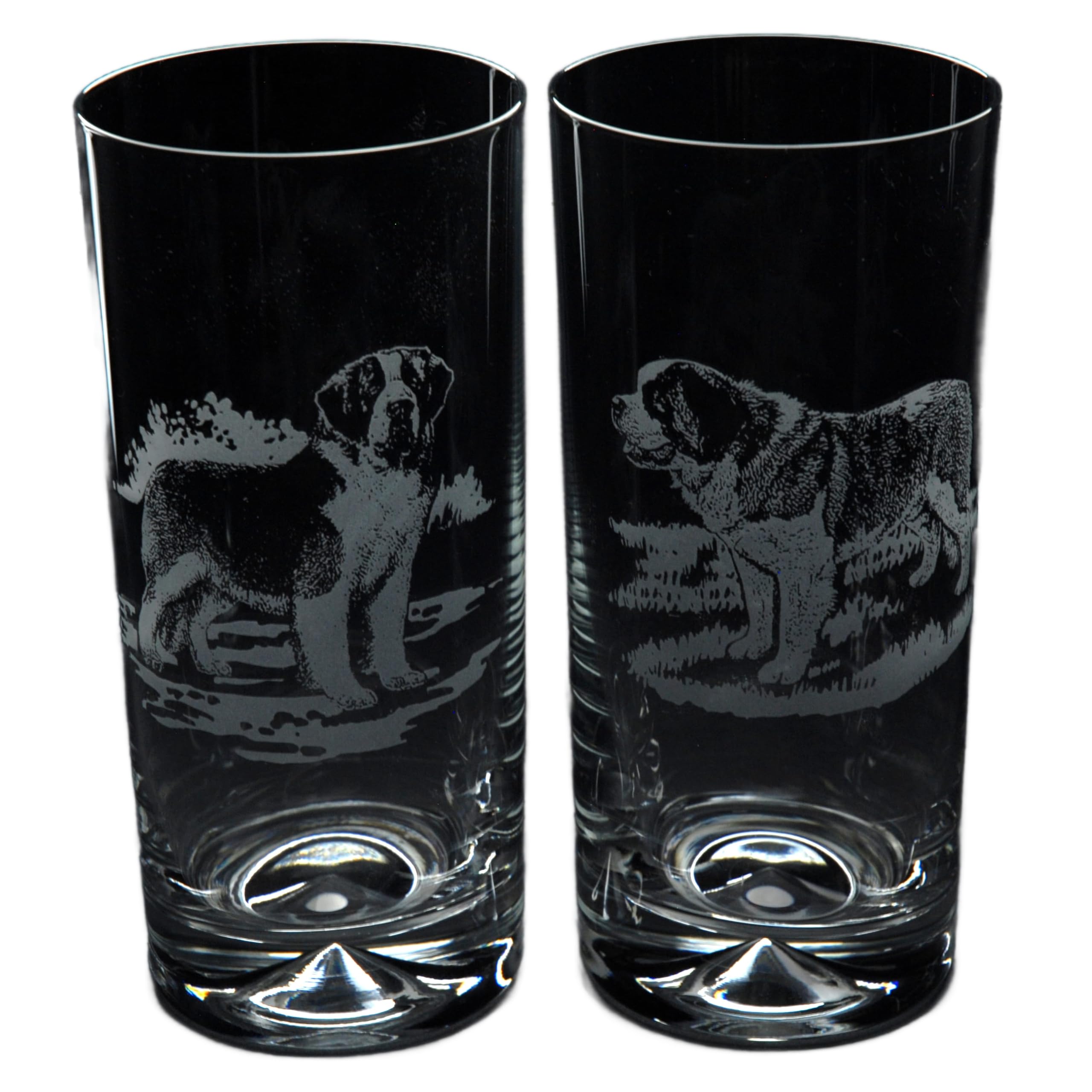 GLYPTIC Glass Art St. Bernard Dog Placement Hand Etched/Engraved Highball Glass โ image 1