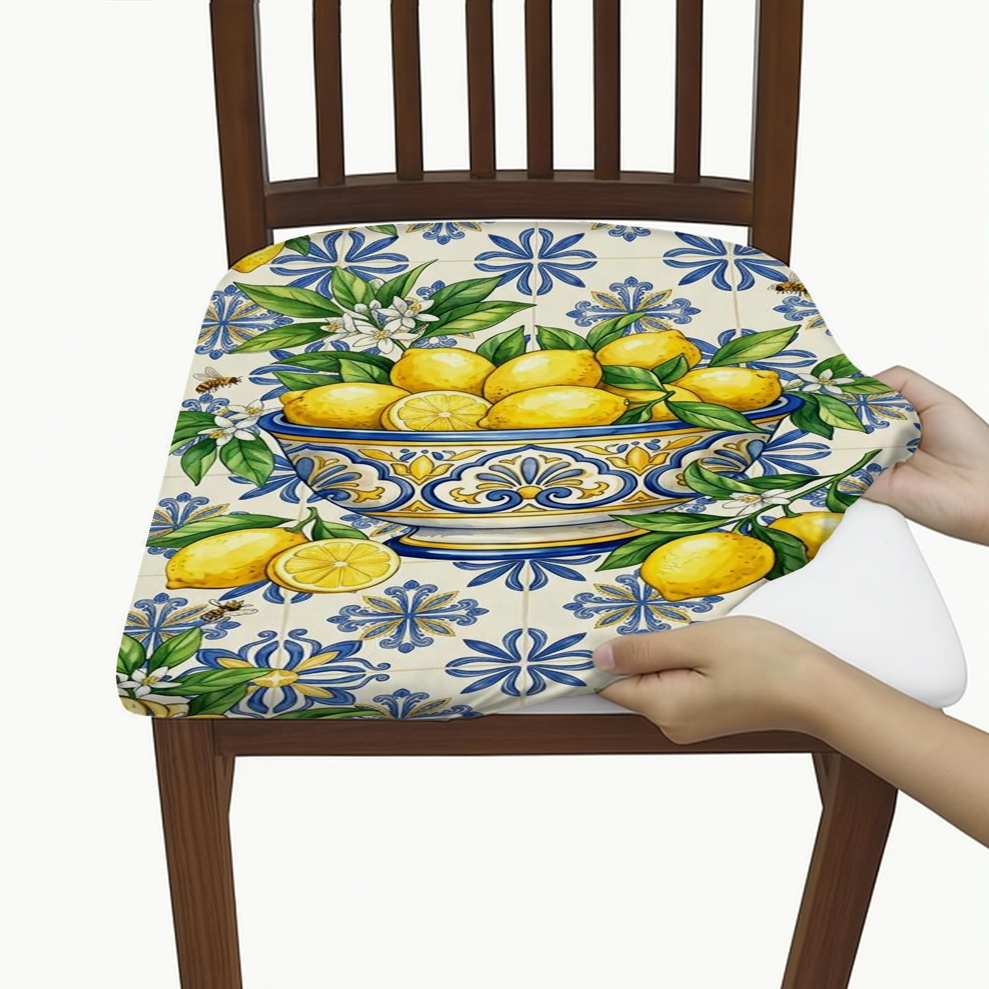 Housses de chaises fleurs méditerranéennes pour décoration de cuisine et bureau