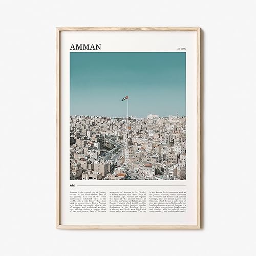 Póster de viaje de Amman, arte de pared de Ammán, impresión de póster de ammán, foto de ammán, decoración de ammán, Jordania