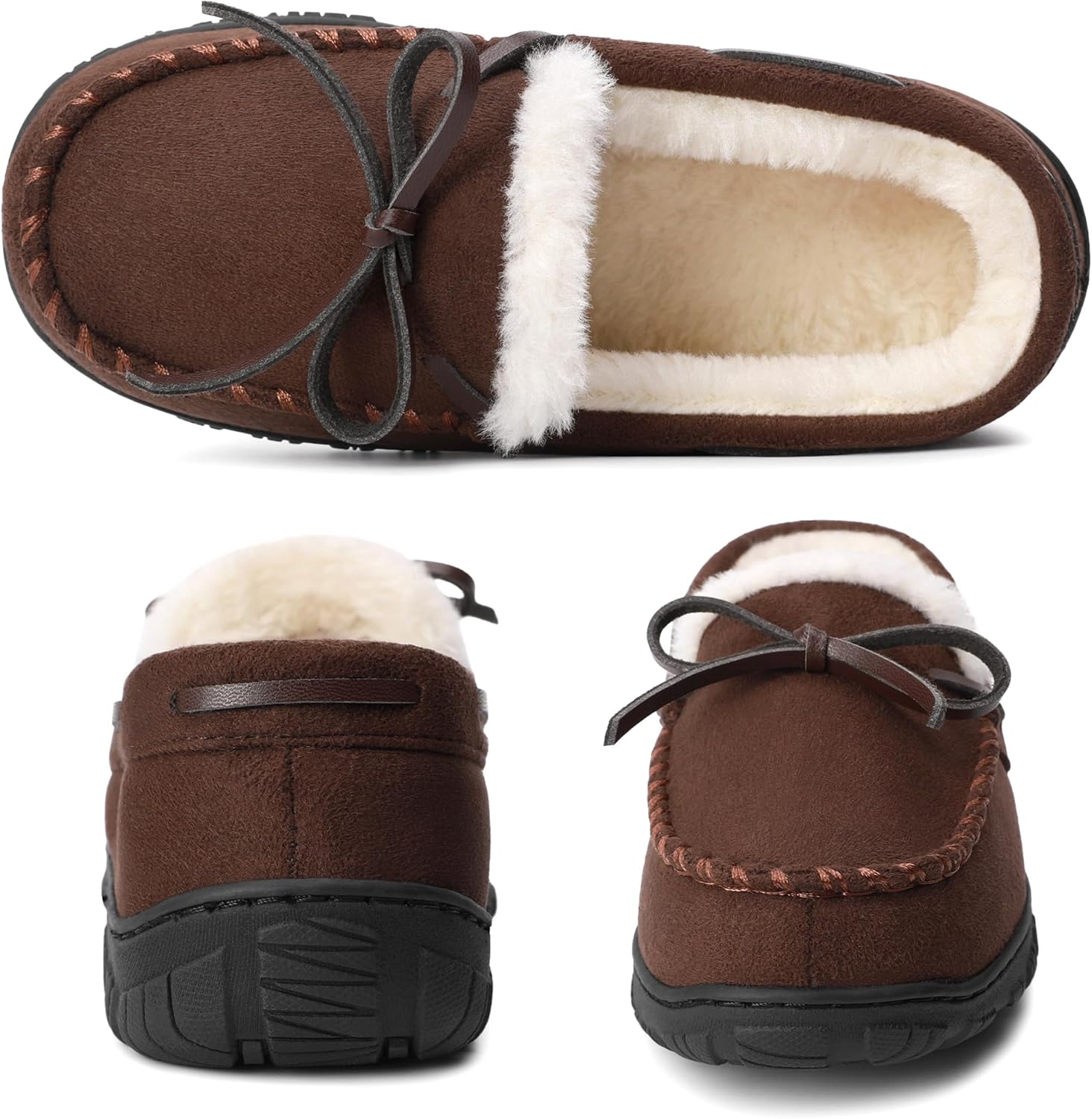 Bigwow Boys Moccasin Slippers Memory Foam Suede House Slippers Non-Slip Indoor Outdoor Winter Fuzzy Shoes for Toddler Kids - Image 5