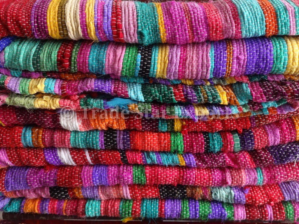 Trade Star Handmade Braided Multicolor Area Rug Indian Reversible Indian Floor Mat for Home and Floor Decor Handwoven Floor Carpet Upcycled Fabric Beautiful Floor Mat 4x6 Feet Chindi Area Rag Rug