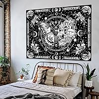 Vista 4 de Tapiz de Mariposa Esqueleto Blanco y Negro Calavera Plantas de Hongos Tapices Tapiz Estético Hippie para Colgar en la Pared para Dormitorio Sala