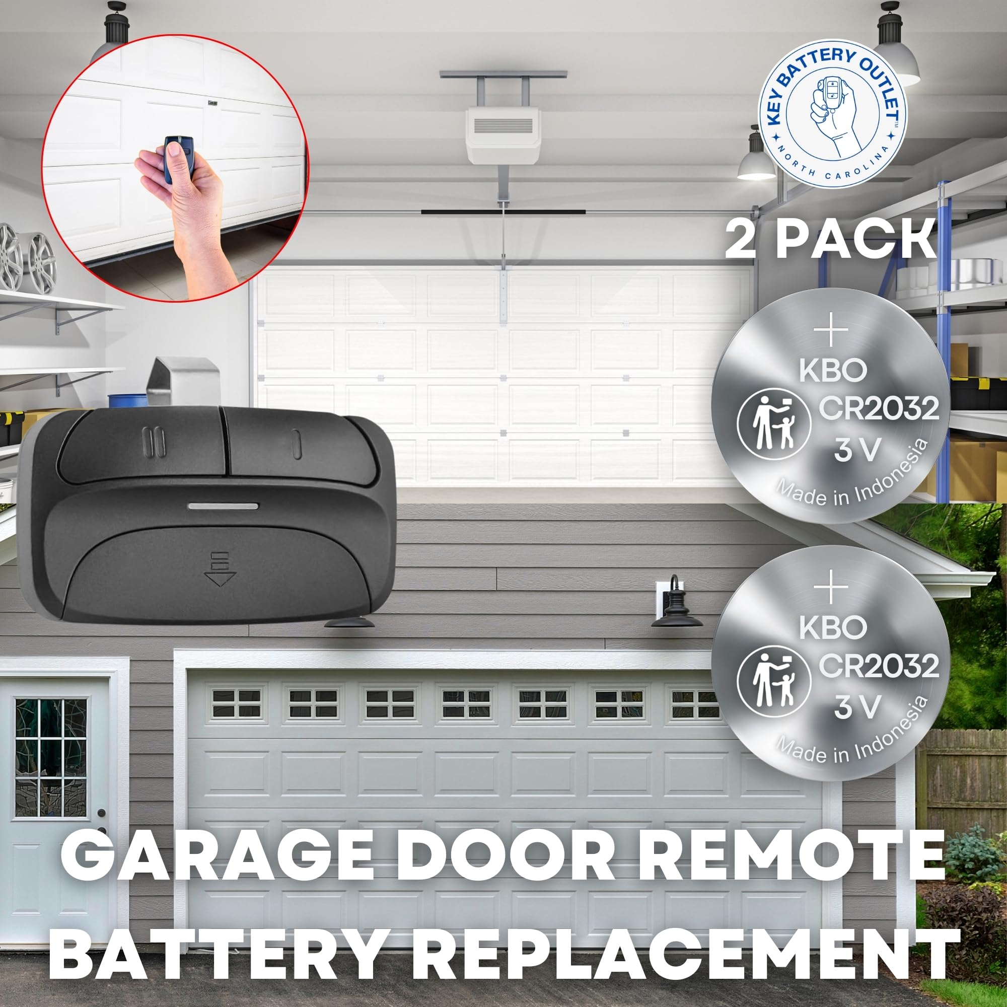 Batteria per apriporta garage - 2 pezzi CR2032, pulsante al litio da 3 V, alimentazione di ricambio per telecomandi, tastiere, sensori principali